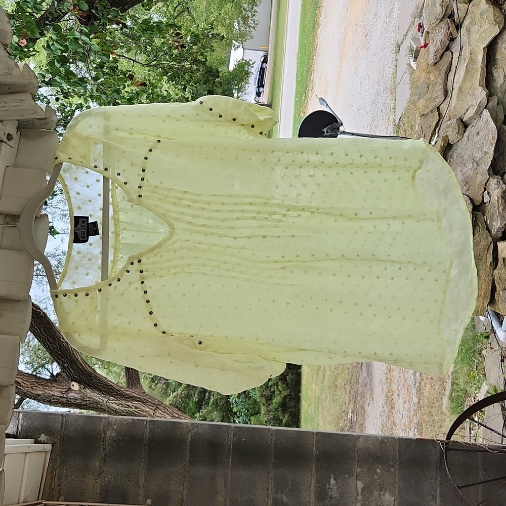Smocked Yellow Studded Boutique Top Easter Spring Sheer Small Angie